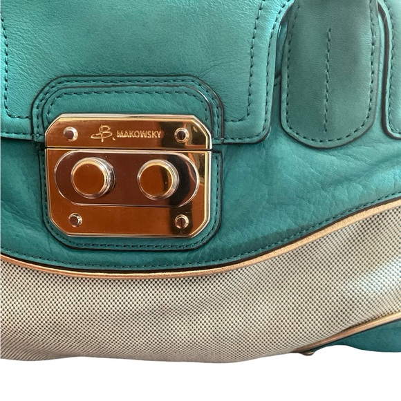 B Makowski satchel leather and canvas 3 huge compartments. EUC - Picture 6 of 11